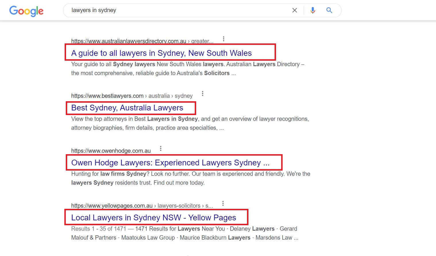 Page Titles in Google Results