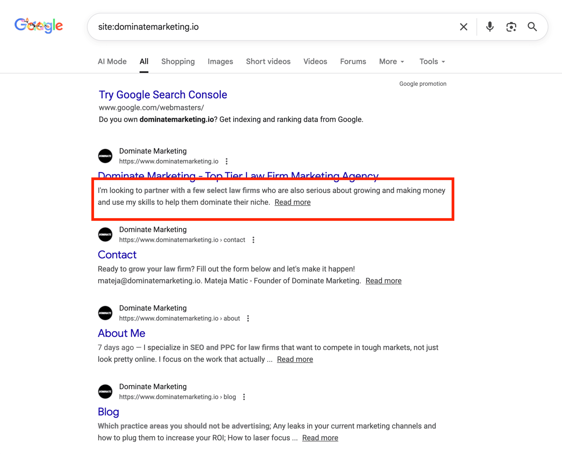 An example of a meta description