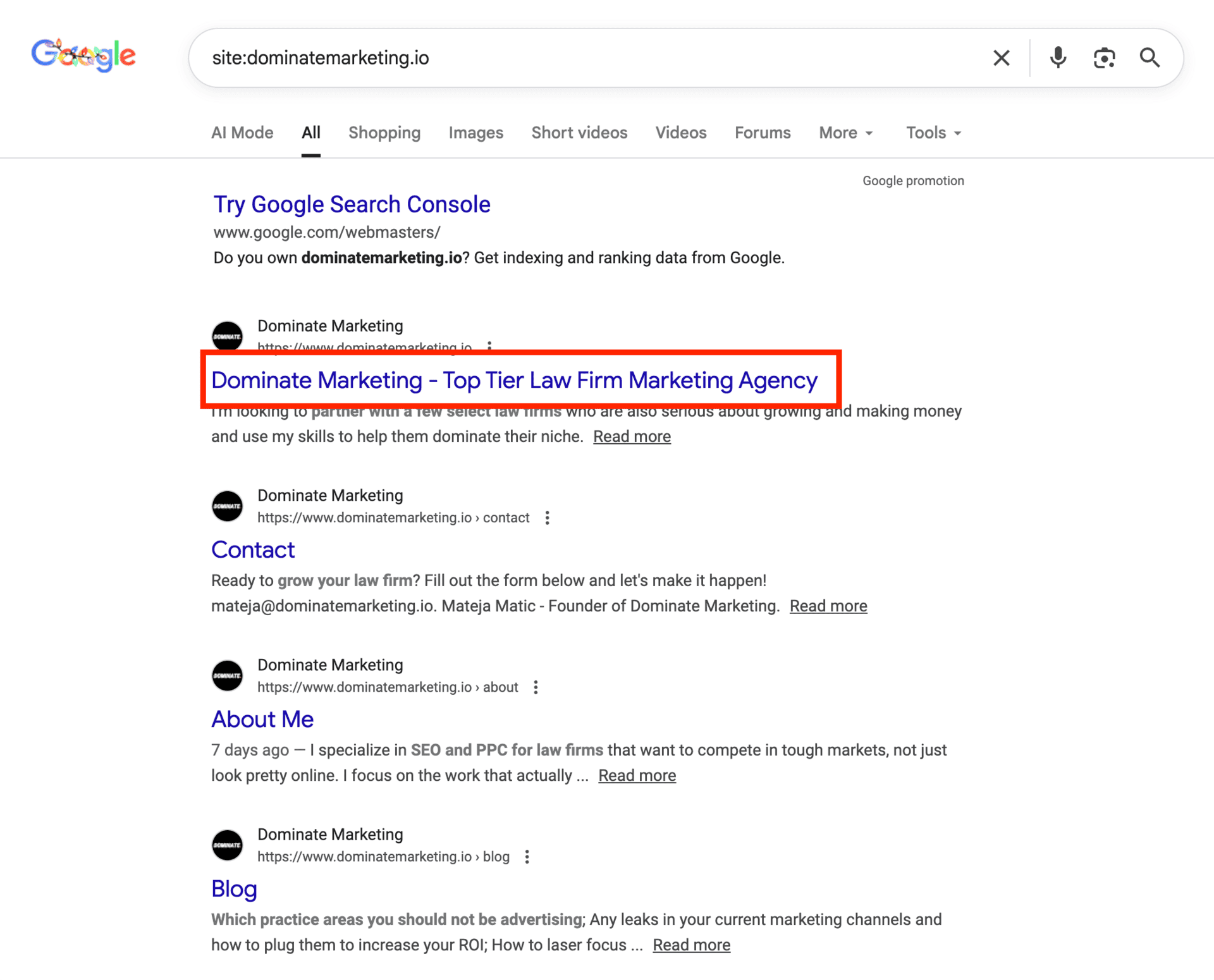 An example of a meta title